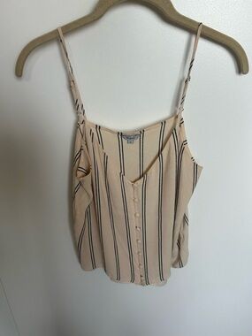 Rails Baby Pink - Beige and Black Striped Spaghetti Strap Tank